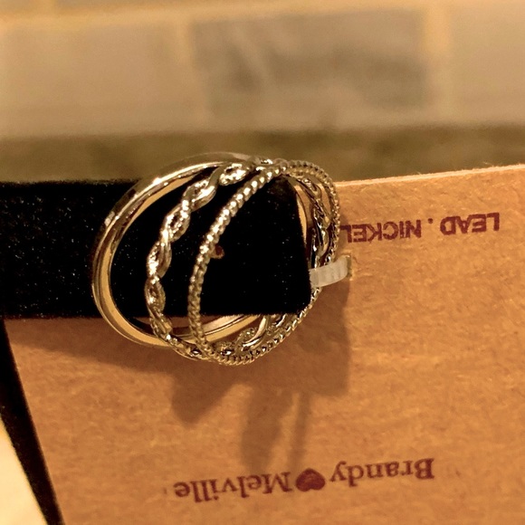 Brandy Melville Set of three unique silver tone Ring bands - Picture 10 of 10